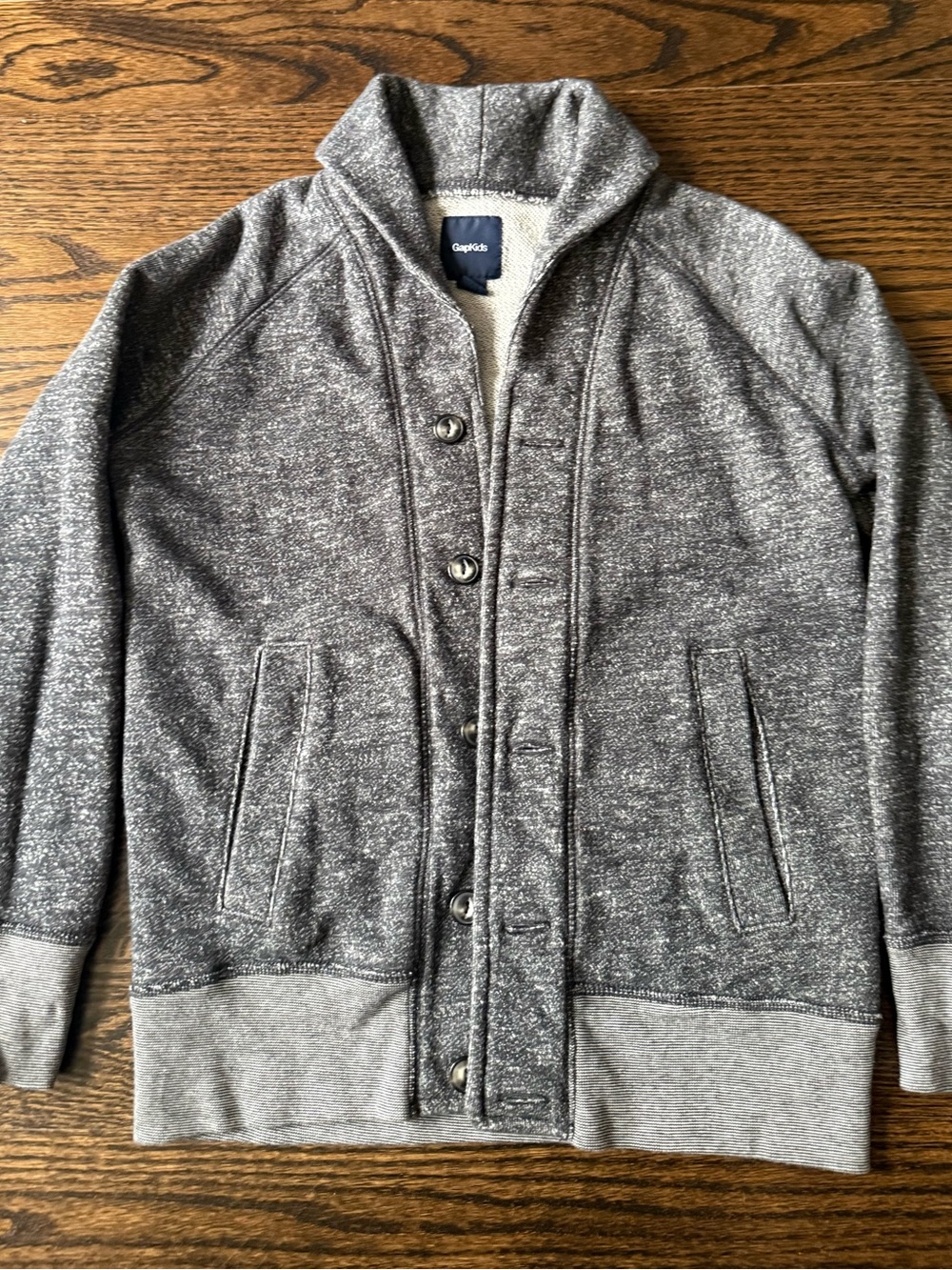 GAP Kids Boy's Heather Gray Shawl-Collar Button Cardigan